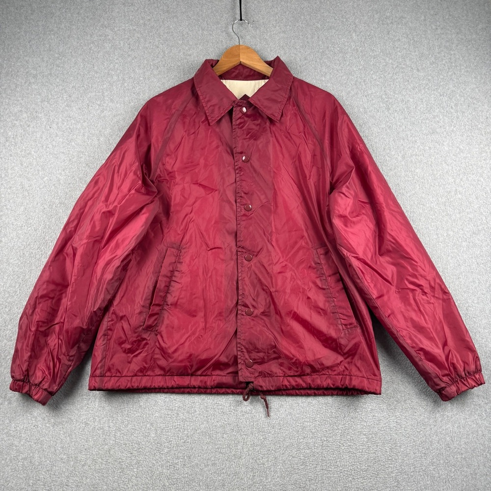 Vintage 90s Eagles Ridge Jacket Mens Med Maroon Snap Coaches Windbreaker Russia